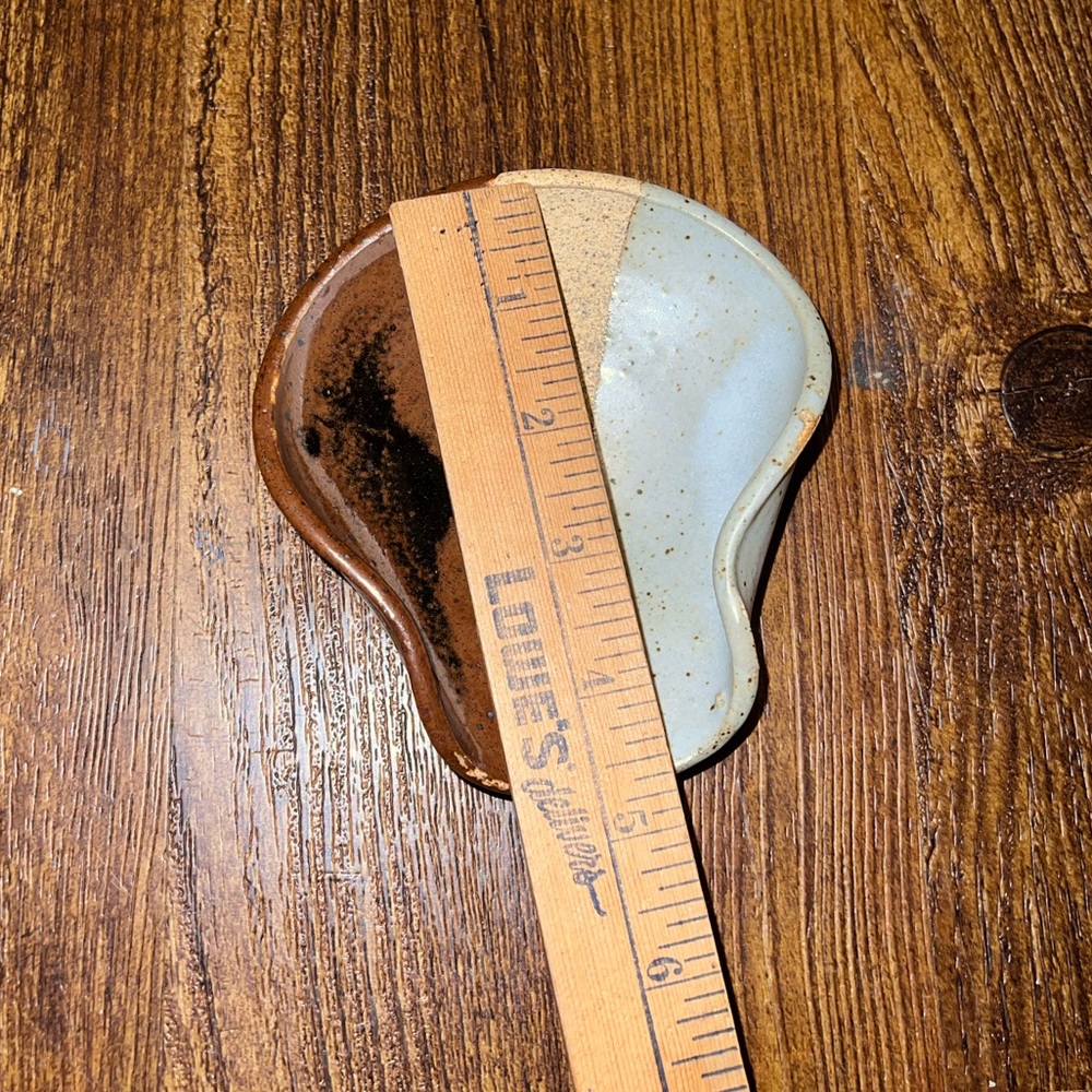 Handcrafted Ceramic Spoon Rest Kitchen Utensil Brown Gray Tan - Picture 6 of 8